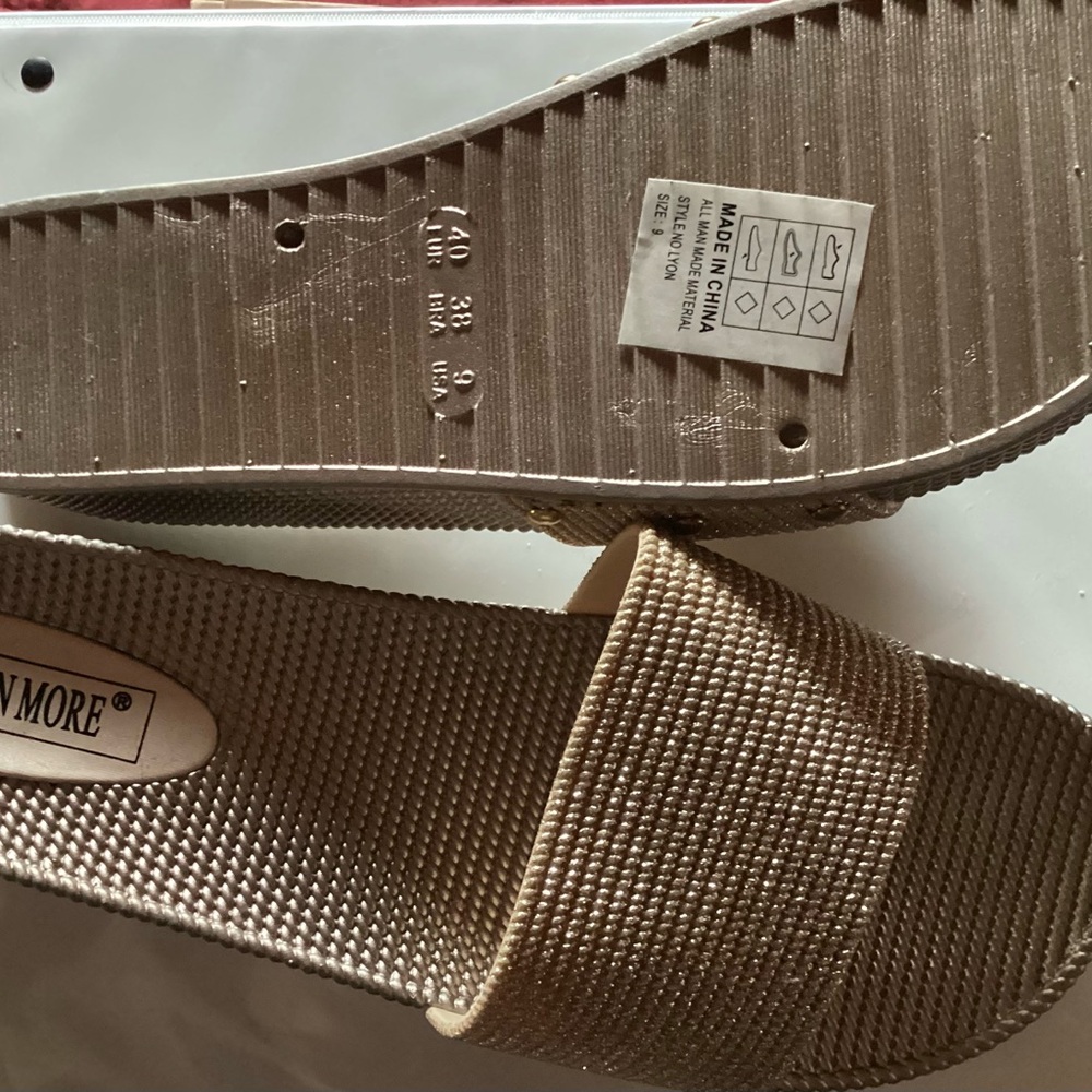 Ann More gold sparkle slip on sandals - Picture 2 of 2